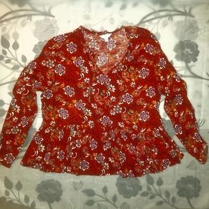 ♣︎2/$20 Time & Tru Burnt Red Orange V neck Peplum